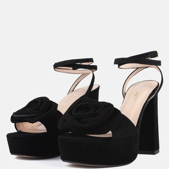 Chic Black Suede Platform Heels - Picture 2 of 4
